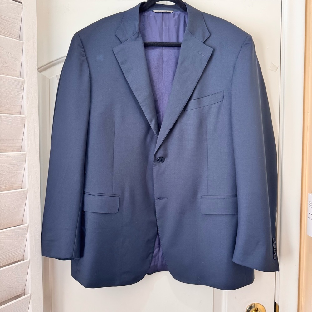 CANALI Mens Single Breasted 2 Button Wool Blue Blazer Suit Jacket Sz 58 EU/48 US